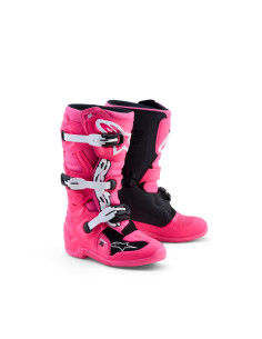 Bottes cross enfant Alpinestars Tech 7S - Rose Fluo Noir Blanc