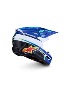 Casque cross Alpinestars 2027 S-M3 Falcon - Bleu Blanc Noir Rose Fluo Jaune Fluo 2