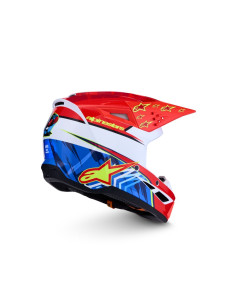 Casque cross Alpinestars 2027 S-M3 Falcon - Rouge Fluo Blanc Bleu Jaune Fluo 2