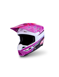 Casque cross Alpinestars 2027 S-M3 Falcon - Violet Blanc Rose Fluo