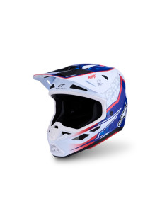 Casque cross Alpinestars 2027 S-M7 Blaster - Blanc Bleu Rouge