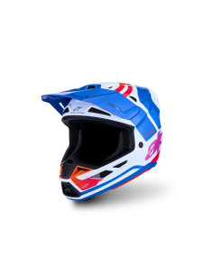Casque cross Alpinestars 2027 S-M7 Core - Blanc Bleu Orange Rose