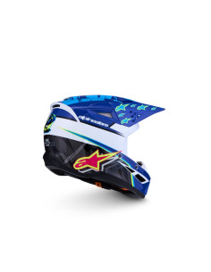 Casque cross enfant Alpinestars 2027 S-M3 Falcon  - Bleu Blanc Noir Rose Fluo Jaune Fluo 2