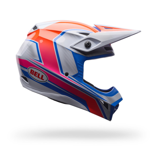 Casque cross Bell MX-10 MIPS Speedway - Blanc Bleu