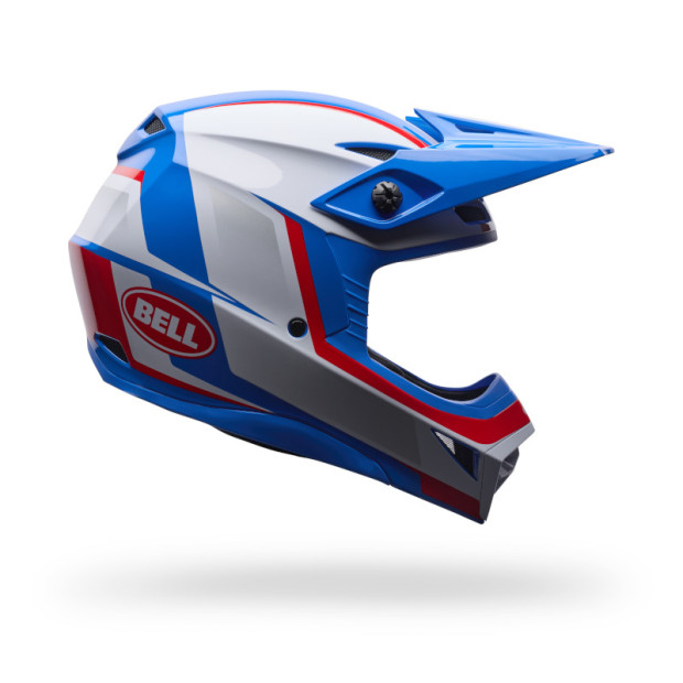 Casque cross enfant Bell MX-10 MIPS Spiral - Blanc Rouge Bleu