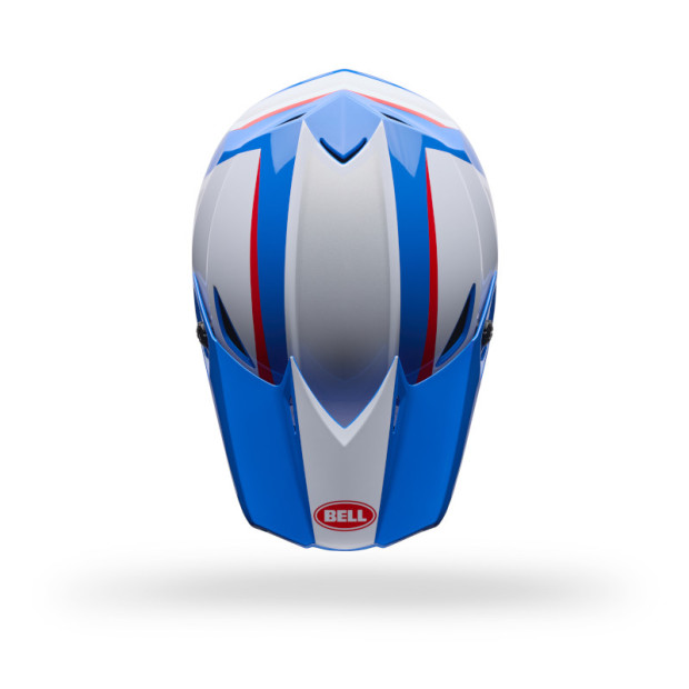 Casque cross enfant Bell MX-10 MIPS Spiral - Blanc Rouge Bleu