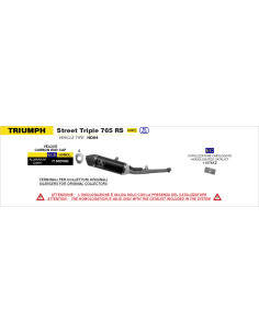 Kit catalyseur ARROW homologué - TRIUMPH STREET TRIPLE 765 2020-2022 - STREET TRIPLE 765 RS 2023-2024 / YAMAHA YZF R7 2021-2024