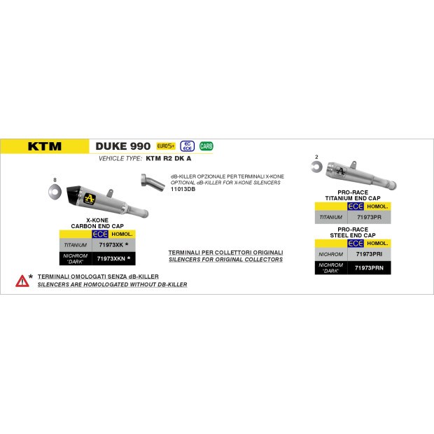 dB-Killer ARROW pour silencieux X-Kone - non homologué - KTM DUKE 990 2024-2026