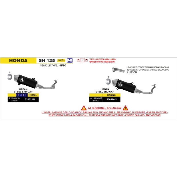 dB-Killer ARROW pour silencieux Urban - non homologué - HONDA / PIAGGIO