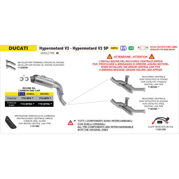 Paire de dB-Killer ARROW pour silencieux Round-Sil - non homologuée - DUCATI