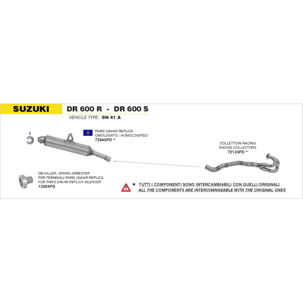 dB-Killer ARROW pour silencieux Paris-Dakar - non homologué - KAWASAKI KLR 650 2001-2005 / SUZUKI DR 600 R/S 1985-1990