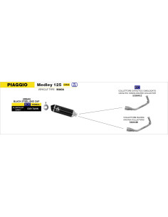 Collecteur racing ARROW pour pot Urban - non homologué - PIAGGIO MEDLEY 125 - MEDLEY 150 2016-2019