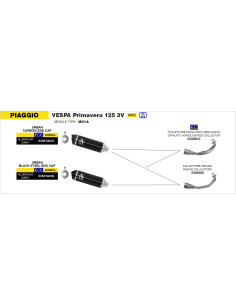 Collecteur racing ARROW pour pot Urban - non homologué - PIAGGIO VESPA PRIMAVERA 125 3V - VESPA SPRINT 125 3V 2021-2023