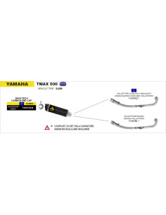Kit collecteurs ARROW avec converteur catalytique - homologué CE - YAMAHA TMAX 530 2012-2016