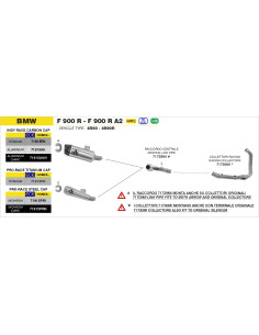 Collecteur racing ARROW - non homologué - BMW F 900 R / F 900 R A2 - F 900 XR / F 900 XR A2 2020-2024