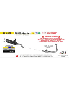 Collecteurs racing ARROW - non homologués - CF MOTO 700MT ADVENTURE 2025-2026