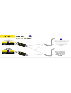 Raccord racing décatalysé ARROW pour collecteur origine - non homologué - KTM DUKE 125 2011-2016 - DUKE 200 2011-2014