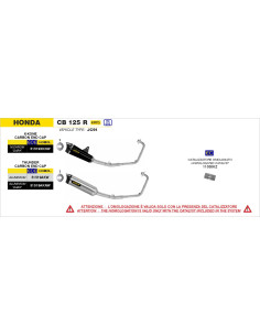 Ligne complète ARROW avec silencieux Thunder en aluminium noir avec embout carbone - homologuée CE - HONDA CB 125 R 2021-2024 2