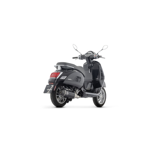 Ligne d'échappement complète ARROW avec silencieux Urban en aluminium noir avec embout carbone - homologuée CE - PIAGGIO