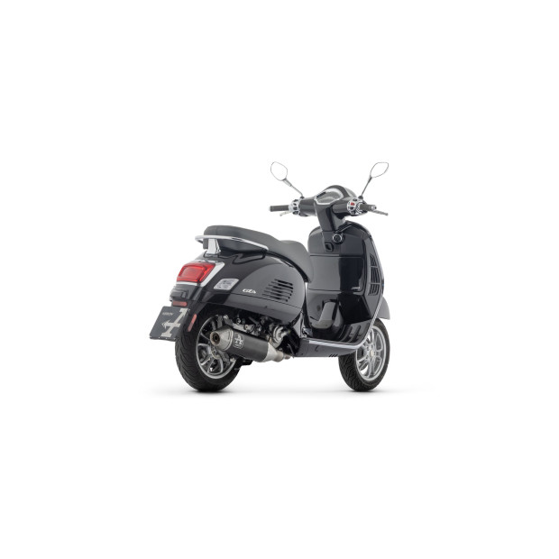 Ligne d'échappement complète ARROW avec silencieux Urban en aluminium noir avec embout inox - homologuée CE - PIAGGIO