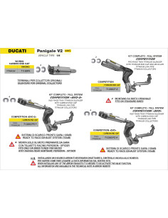 Ligne d'échappement complète ARROW COMPETITION FIM 105dB en titane avec embout inox - non homologuée - DUCATI 2