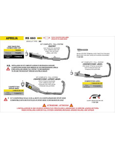 Ligne complète ARROW COMPETITION Sport-Bike en titane avec embout carbone - non homologuée - APRILIA RS 660 2025-2026 2