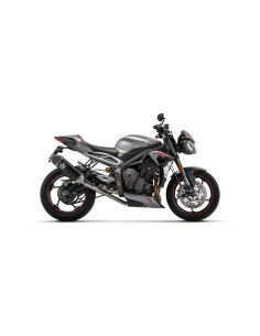 Ligne complète catalytique ARROW avec silencieux Veloce en aluminium noir avec embout carbone - homologuée CE - TRIUMPH