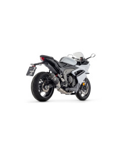 Ligne complète ARROW avec silencieux Veloce en alu noir avec embout carbone - homologuée CE - TRIUMPH DAYTONA 660 2024-2026 2