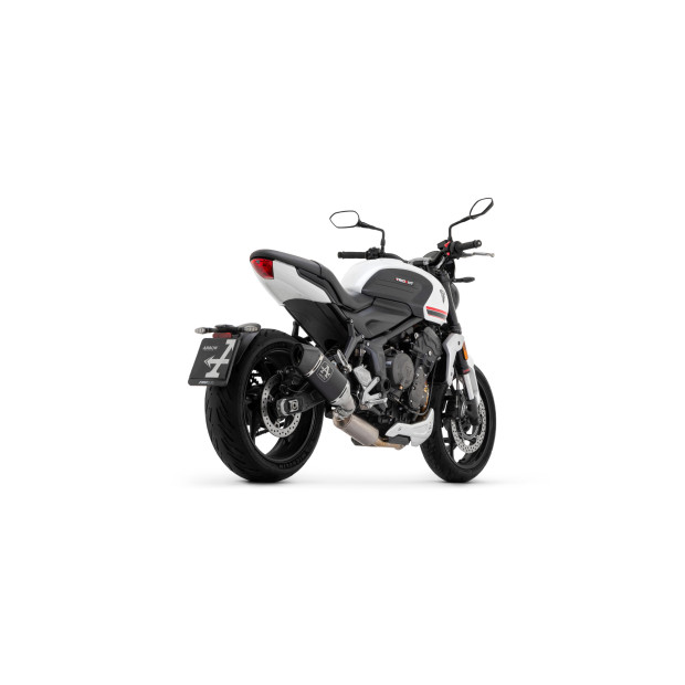 Ligne complète ARROW avec silencieux Veloce en alu noir avec embout carbone - homologuée CE - TRIUMPH TRIDENT 660 2021-2026