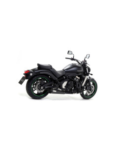 Ligne d'échappement complète ARROW Rebel en inox noir avec embout carbone - homologuée CE - KAWASAKI VULCAN S 650 2014-2016 2
