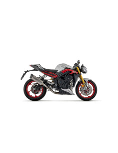 Ligne complète ARROW avec silencieux Indy Race EVO en aluminium noir avec embout carbone - non homologuée - TRIUMPH