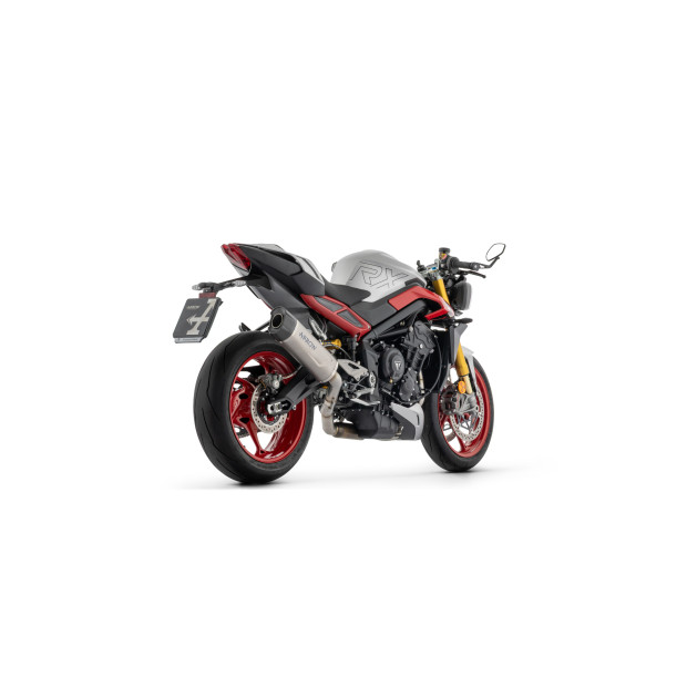 Ligne complète ARROW avec silencieux Indy Race EVO en aluminium noir avec embout carbone - non homologuée - TRIUMPH