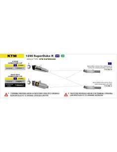 Raccord intermédiaire catalytique ARROW - homologué CE - KTM 1290 SUPERDUKE R 2014-2016