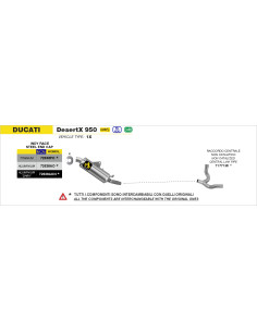 Raccord non catalysé ARROW - non homologué - DUCATI DESERT X 950 2022-2025
