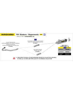 Raccord catalytique ARROW - homologué CE - HUSQVARNA 701 ENDURO/SUPERMOTO 2017-2020
