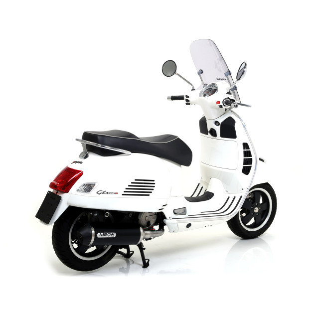 Silencieux d'échappement ARROW Urban en aluminium noir avec embout inox noir - homologué CE - PIAGGIO (réf. 53505ANN)