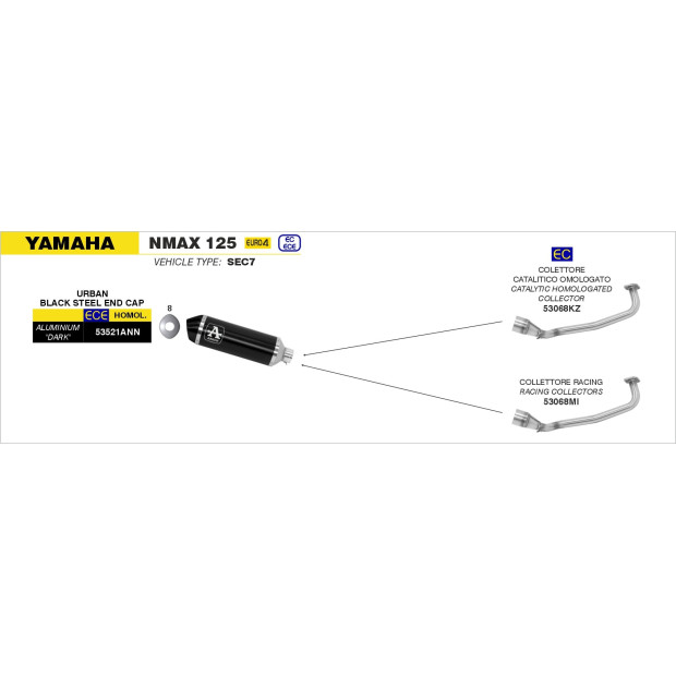 Silencieux d'échappement ARROW Urban en aluminium noir avec embout inox noir - homologué CE - YAMAHA