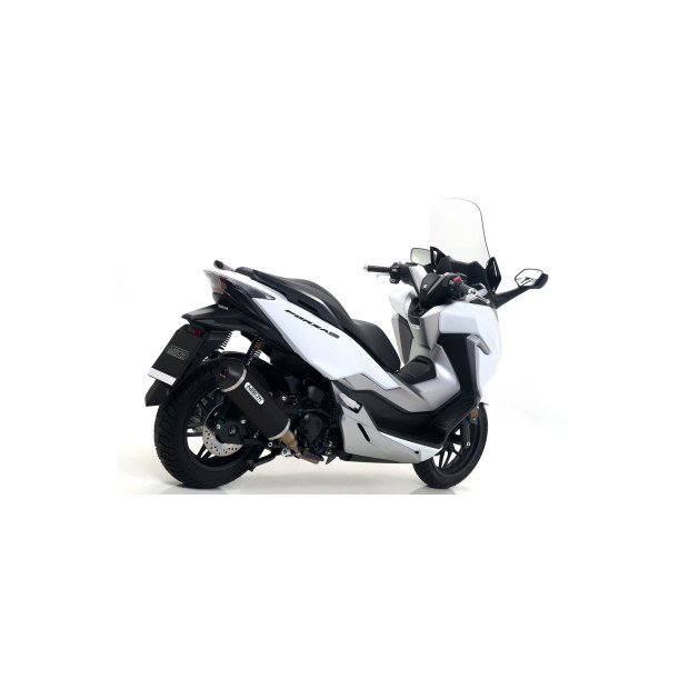 Silencieux d'échappement ARROW Urban en aluminium noir avec embout inox noir - homologué CE - HONDA FORZA 300 2018-2020