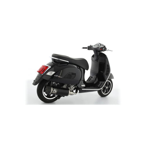 Silencieux d'échappement ARROW Urban en aluminium noir avec embout carbone - homologué CE - PIAGGIO