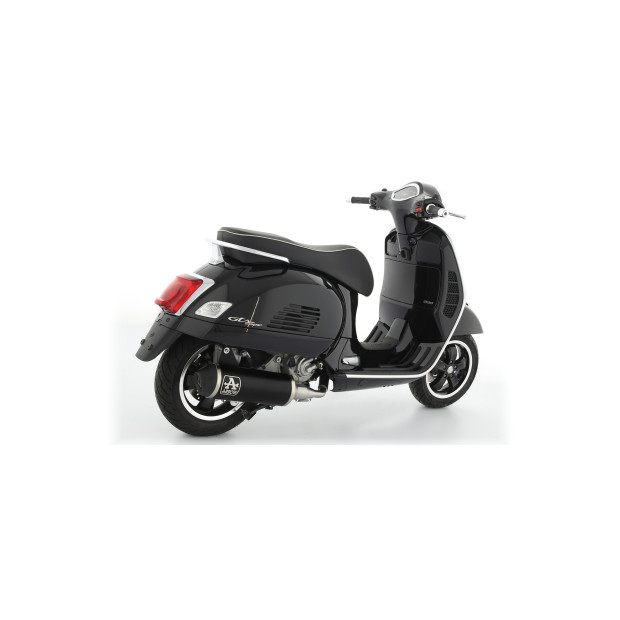 Silencieux d'échappement ARROW Urban en aluminium noir avec embout inox noir - homologué CE - PIAGGIO (réf. 53536ANN)
