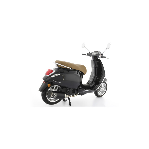 Silencieux d'échappement ARROW Urban en aluminium noir avec embout inox noir - homologué CE - PIAGGIO (réf. 53537ANN)