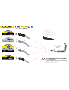 Silencieux d'échappement ARROW GP2 en inox noir avec embout inox - homologué CE - KAWASAKI Z 900 2020-2024 2