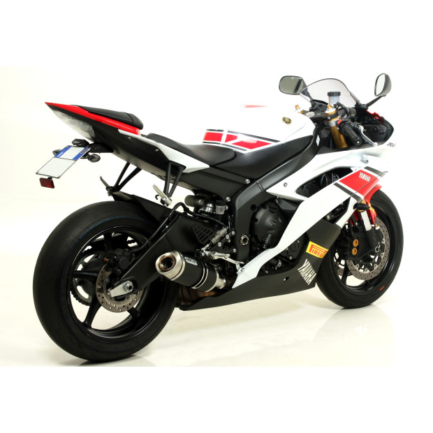 Silencieux d'échappement ARROW Street Thunder en aluminium noir avec embout carbone - homologué CE - YAMAHA YZF R6 2006-2016
