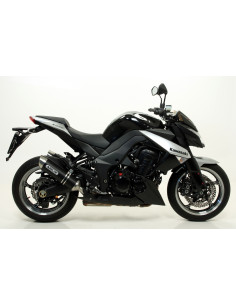 Paire de silencieux ARROW Thunder en aluminium noir avec embout inox - homologuée CE - KAWASAKI Z 1000 2010-2020