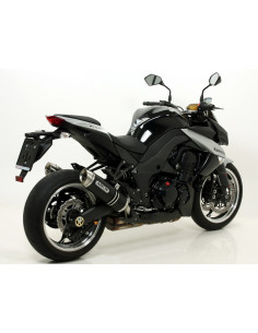 Paire de silencieux ARROW Thunder en aluminium noir avec embout inox - homologuée CE - KAWASAKI Z 1000 2010-2020 2