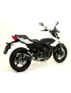 Silencieux ARROW Street Thunder en aluminium noir avec embout carbone - homologué CE - YAMAHA XJ6 / XJ6 DIVERSION 2009-2015 2