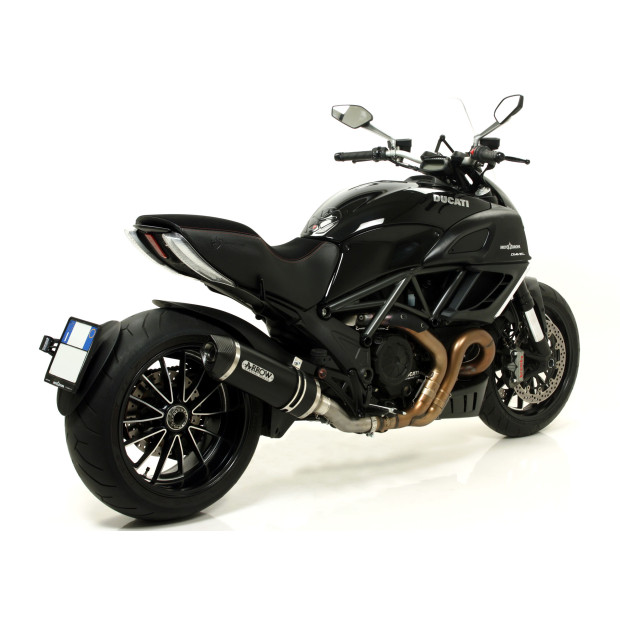 Silencieux d'échappement ARROW Race-Tech en aluminium noir avec embout carbone - homologué CE - DUCATI