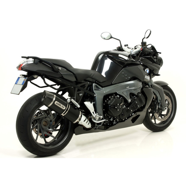 Silencieux ARROW Maxi Race-Tech en alu noir avec embout carbone - homologué CE - BMW K 1300 R 2009-2016 - K 1300 S 2012-2016