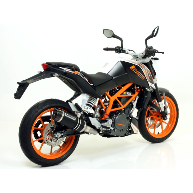 Silencieux ARROW Thunder en alu noir avec embout carbone - homologué CE - KTM DUKE 390 2013-2016 - RC 125 - RC 390 2015-2016