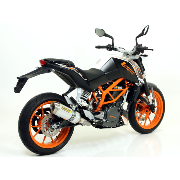Silencieux ARROW Thunder en aluminium avec embout inox - homologué CE - KTM DUKE 390 2013-2016 - RC 125 - RC 390 2015-2016